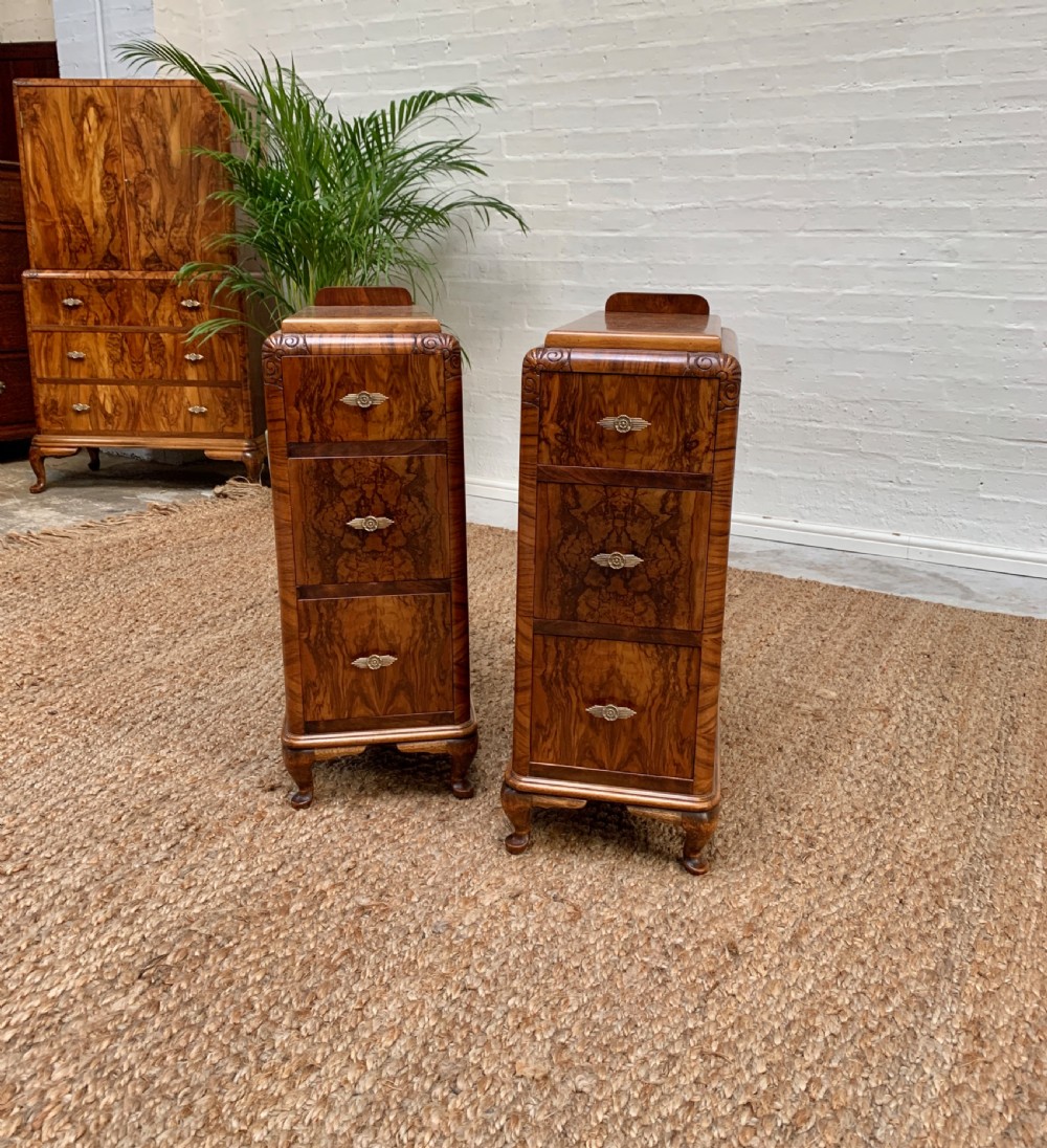 Quality Figured Walnut Bedside Cabinet/Night Stand