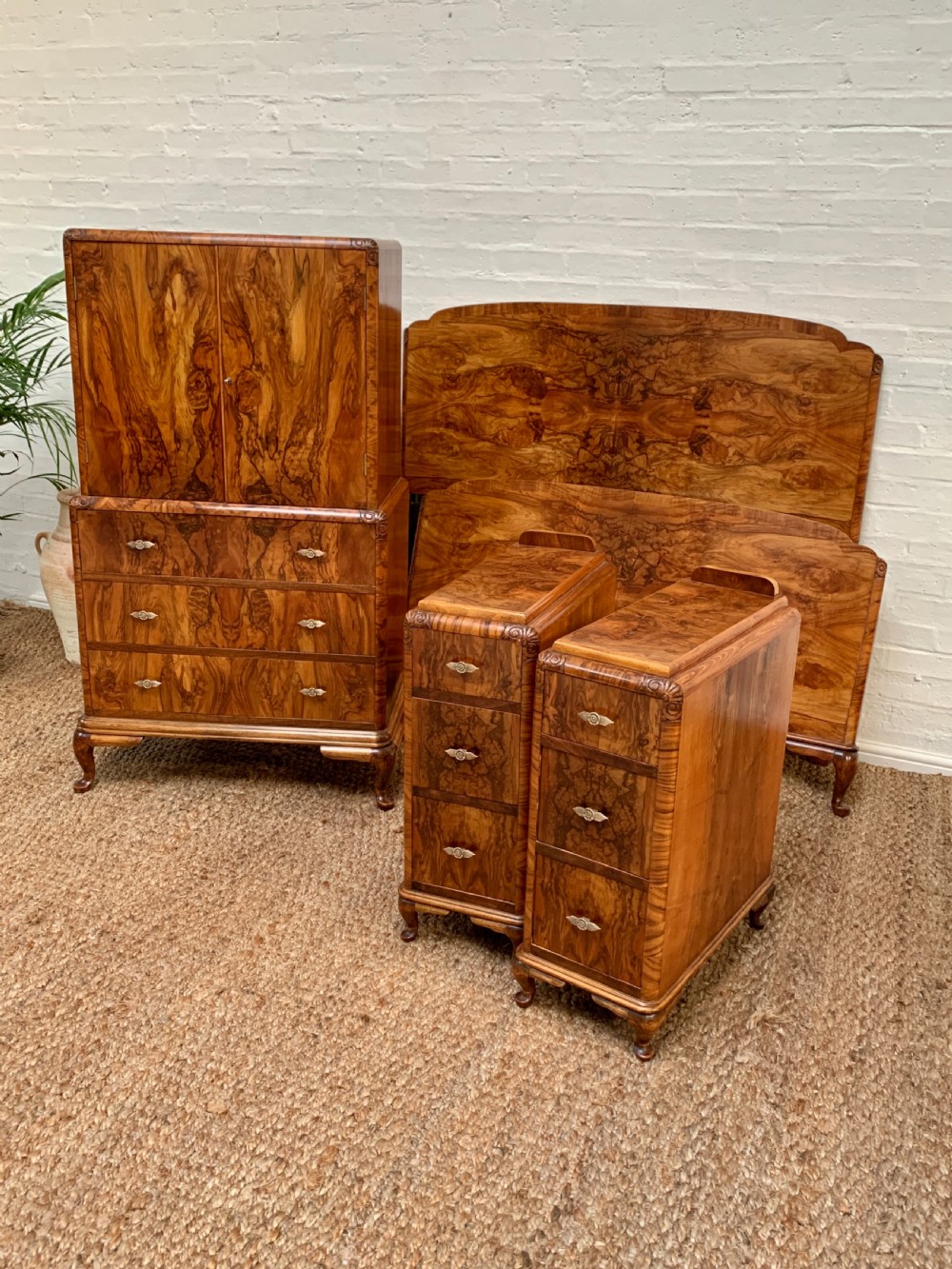 Art Deco Quality Figured Walnut Bedroom Set