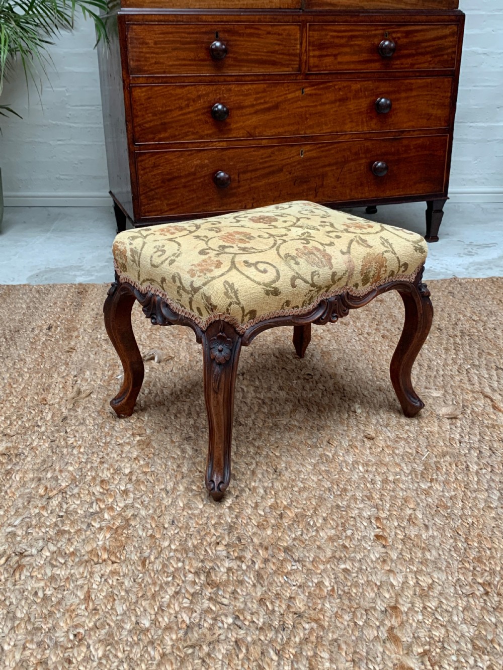 19th Century Antique Upholstered Footstool