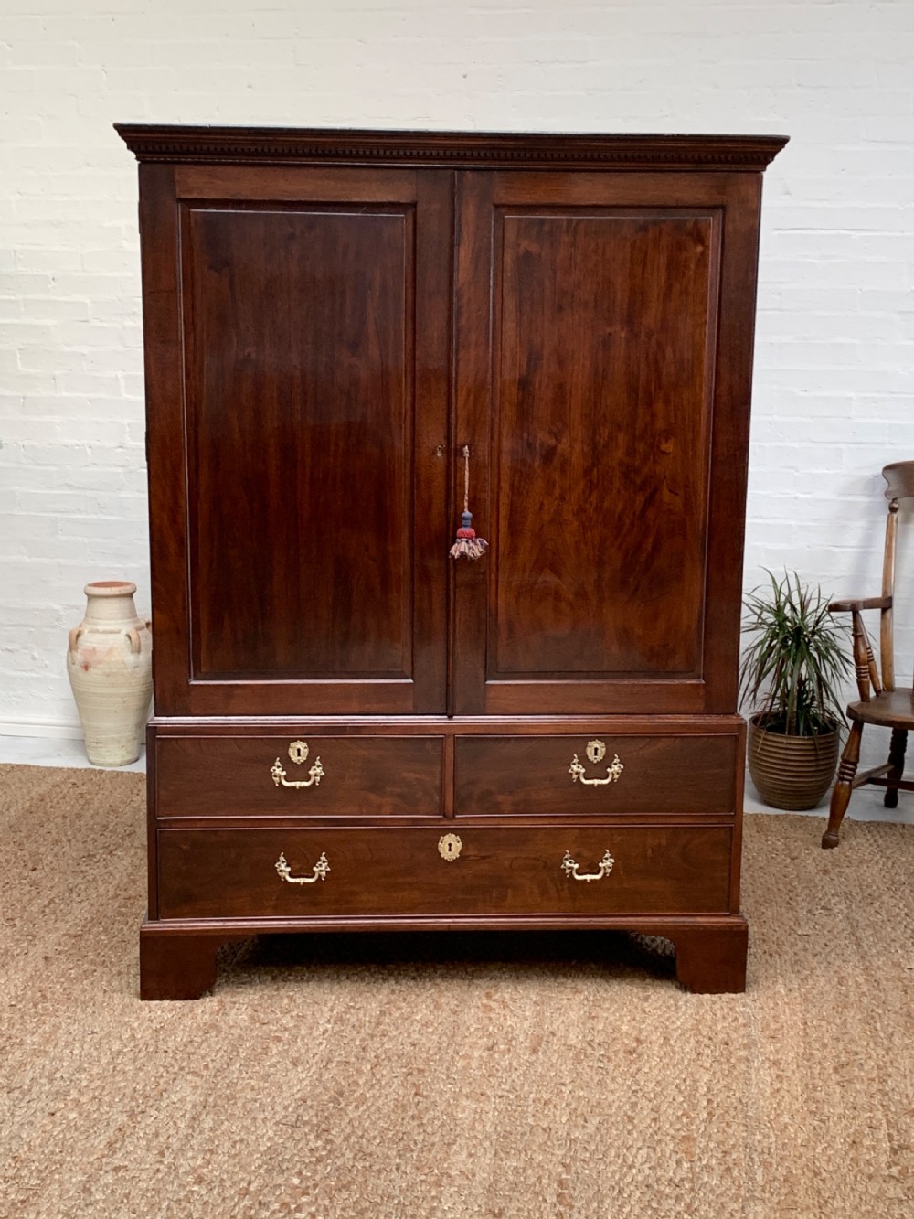 19th Century Mahogany Linen View II
