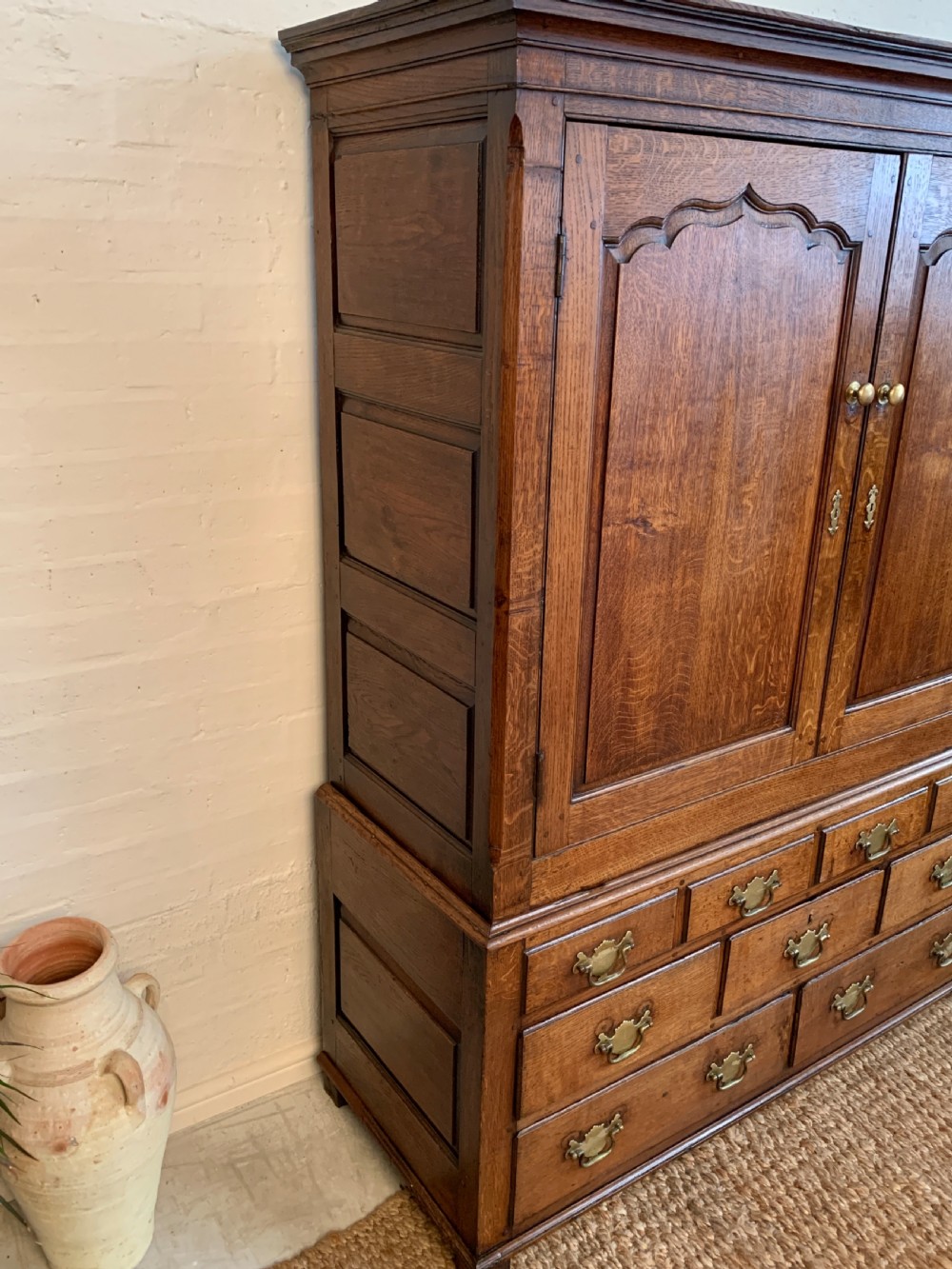 Small 18th Century Oak Linen Press View II