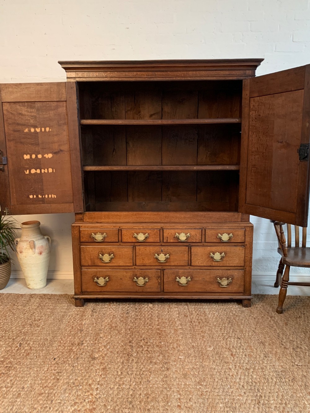 Small 18th Century Oak Linen Press View VI