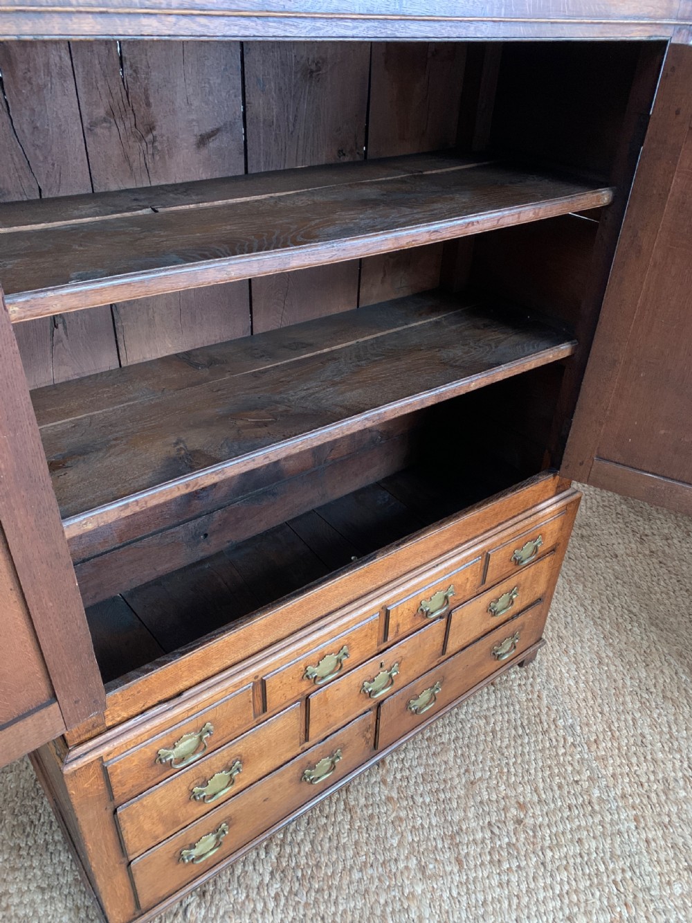 Small 18th Century Oak Linen Press View X