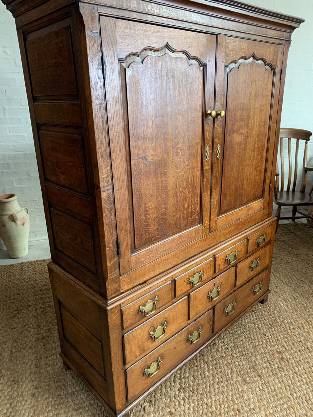 Small 18th Century Oak Linen Press View XII