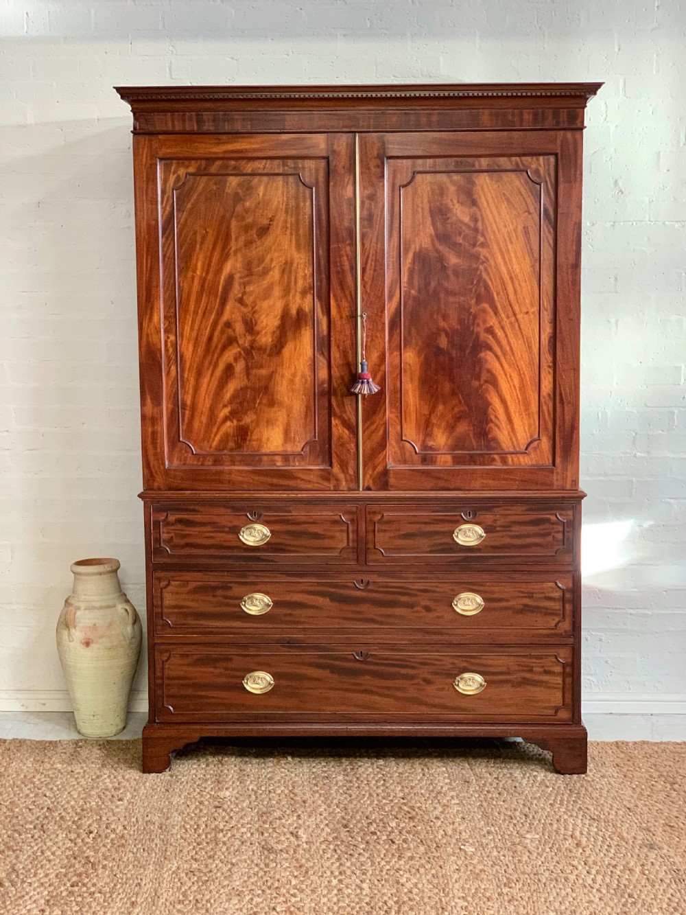 19th Century Mahogany Linen Press