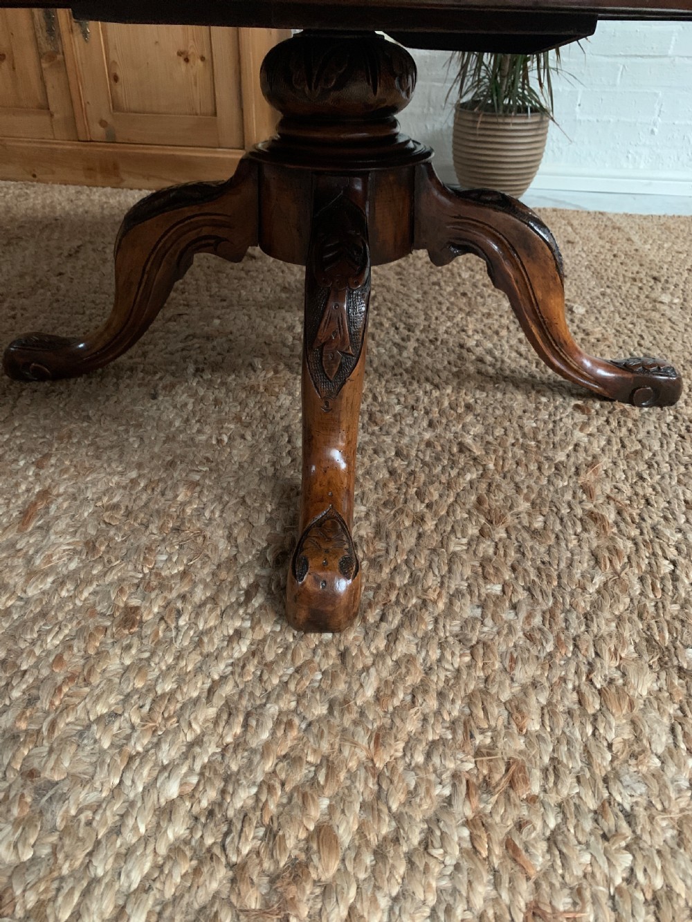 Victorian Burr Walnut Coffee Table with Intricate Inlay Design View VI