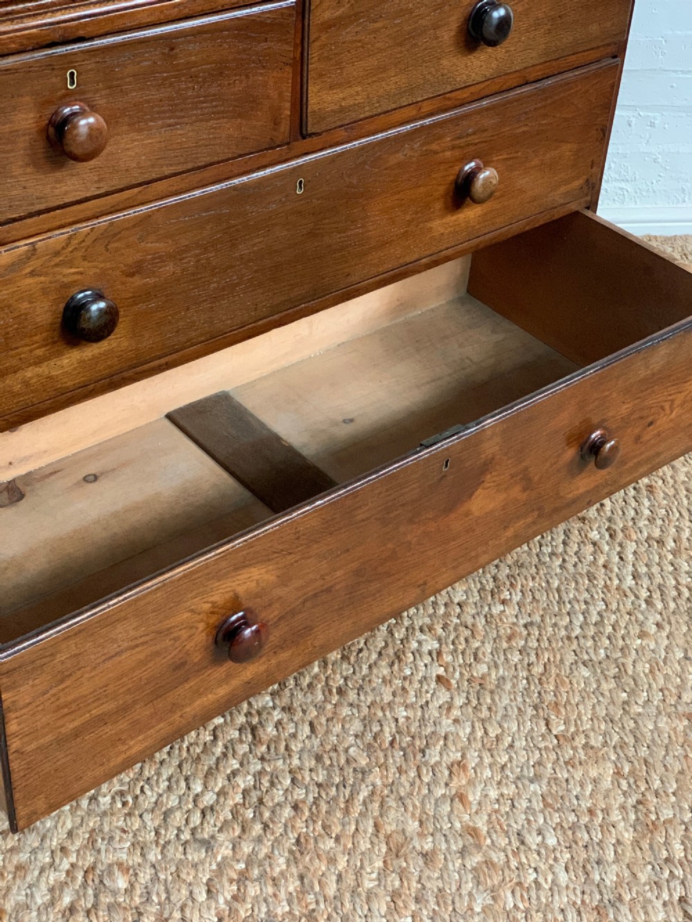 18th Century Oak Linen Press – Solid Oak, Sliding Shelves View IV