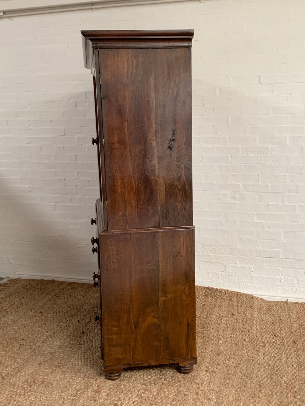 18th Century Oak Linen Press – Solid Oak, Sliding Shelves View VIII