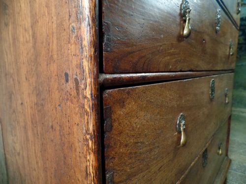 AN ANTIQUE WILLIAM MARY ELM CHEST OF DRAWERS COUNTY HONEST DOVETAIL BEDROOM - ADDITIONAL PHOTO 8