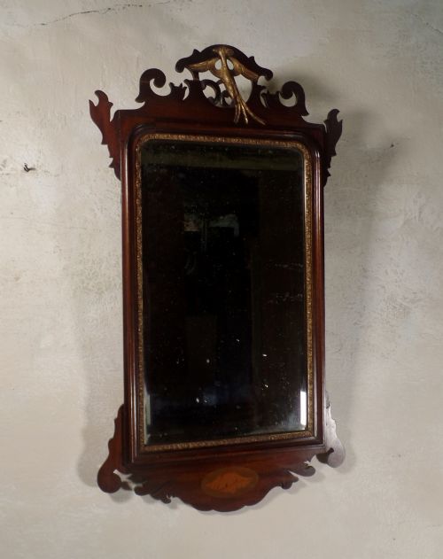 18th century fret frame mahogany george ii style wall mirror - CATEGORY: ANTIQUE MIRRORS - DATED 18TH CENTURY