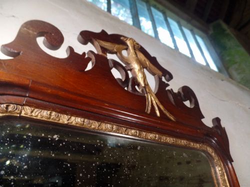 18TH CENTURY FRET FRAME MAHOGANY GEORGE II STYLE WALL MIRROR - ADDITIONAL PHOTO 2