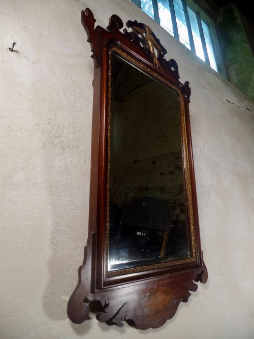 18TH CENTURY FRET FRAME MAHOGANY GEORGE II STYLE WALL MIRROR - ADDITIONAL PHOTO 4