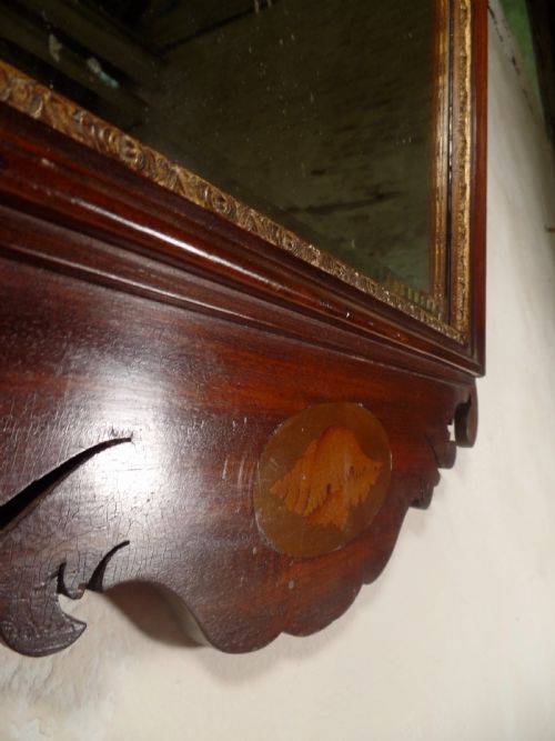 18TH CENTURY FRET FRAME MAHOGANY GEORGE II STYLE WALL MIRROR - ADDITIONAL PHOTO 6