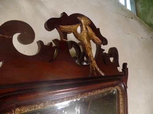 18TH CENTURY FRET FRAME MAHOGANY GEORGE II STYLE WALL MIRROR - ADDITIONAL PHOTO 7