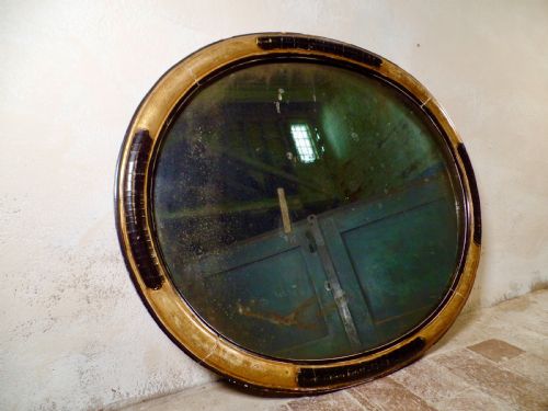 an antique victorian gilt ebonised oval wall mirror foxing - CATEGORY: ANTIQUE MIRRORS - DATED VICTORIAN
