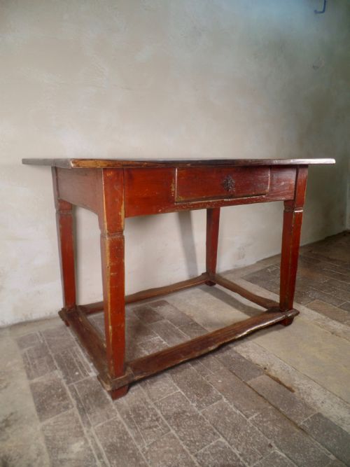 ANTIQUE ORIGINAL PAINTED FRENCH TAVERN CENTER TABLE STRETCHER BASE KITCHEN MAPLE - ADDITIONAL PHOTO 3