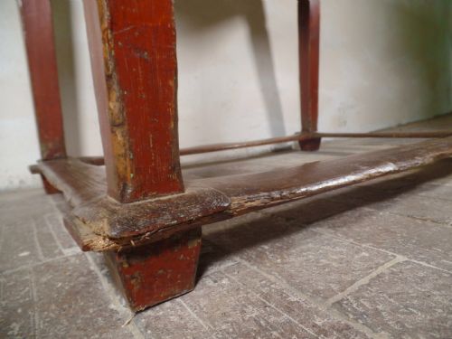 ANTIQUE ORIGINAL PAINTED FRENCH TAVERN CENTER TABLE STRETCHER BASE KITCHEN MAPLE - ADDITIONAL PHOTO 4