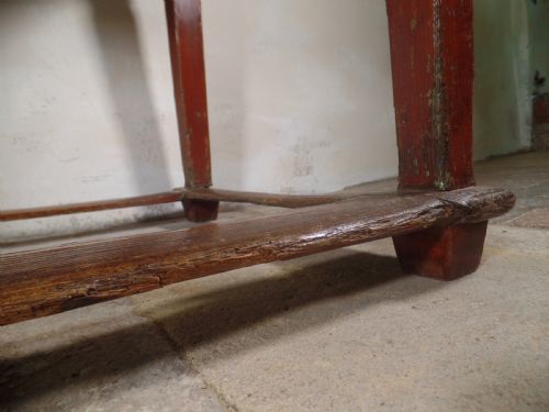 ANTIQUE ORIGINAL PAINTED FRENCH TAVERN CENTER TABLE STRETCHER BASE KITCHEN MAPLE - ADDITIONAL PHOTO 5