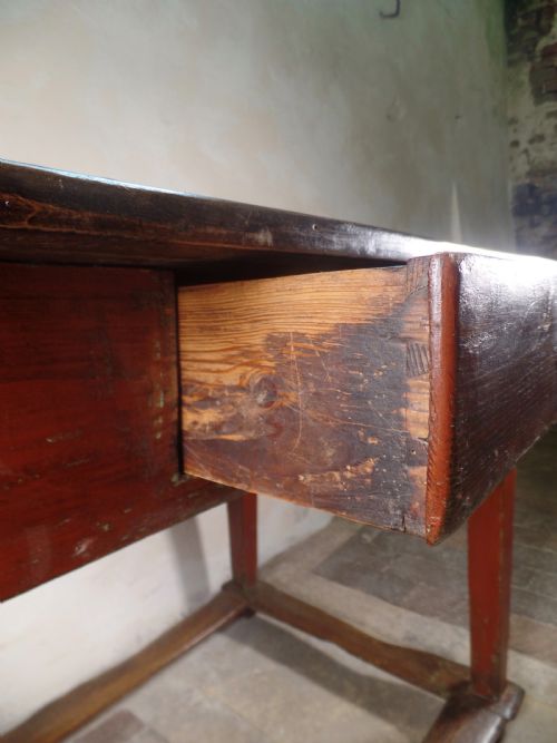 ANTIQUE ORIGINAL PAINTED FRENCH TAVERN CENTER TABLE STRETCHER BASE KITCHEN MAPLE - ADDITIONAL PHOTO 6