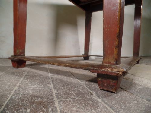 ANTIQUE ORIGINAL PAINTED FRENCH TAVERN CENTER TABLE STRETCHER BASE KITCHEN MAPLE - ADDITIONAL PHOTO 8