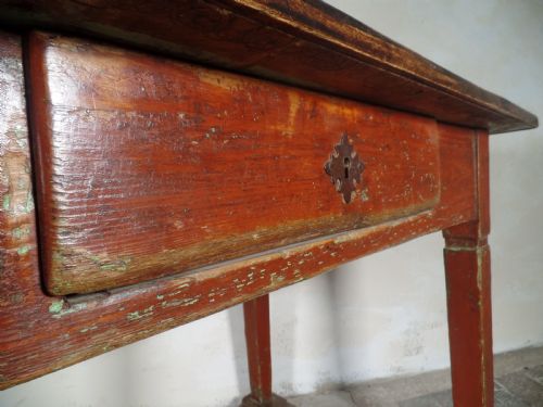 ANTIQUE ORIGINAL PAINTED FRENCH TAVERN CENTER TABLE STRETCHER BASE KITCHEN MAPLE - ADDITIONAL PHOTO 9