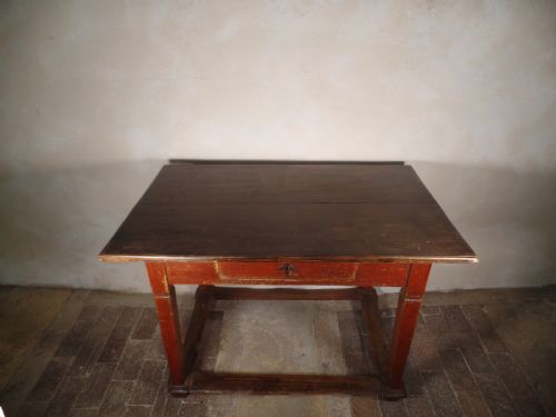 ANTIQUE ORIGINAL PAINTED FRENCH TAVERN CENTER TABLE STRETCHER BASE KITCHEN MAPLE - ADDITIONAL PHOTO 10