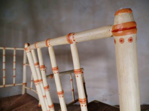 PAIR OF ANTIQUE FAUX BAMBOO ELBOW SUSSEX RUSH SEAT PAINT CHAIR - ADDITIONAL PHOTO 12