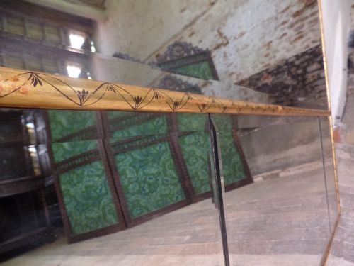 ANTIQUE 18TH CENTURY STYLE GILTWOOD OVERMANTEL FLOOR MIRROR BEVELED EDGE - ADDITIONAL PHOTO 2
