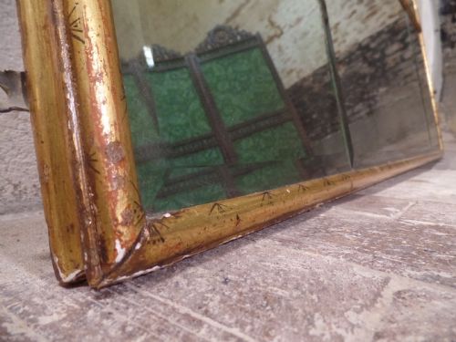 ANTIQUE 18TH CENTURY STYLE GILTWOOD OVERMANTEL FLOOR MIRROR BEVELED EDGE - ADDITIONAL PHOTO 3