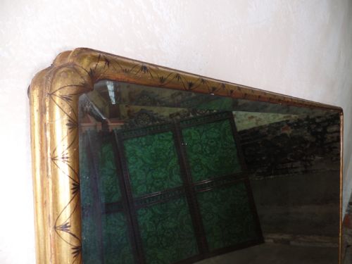 ANTIQUE 18TH CENTURY STYLE GILTWOOD OVERMANTEL FLOOR MIRROR BEVELED EDGE - ADDITIONAL PHOTO 4