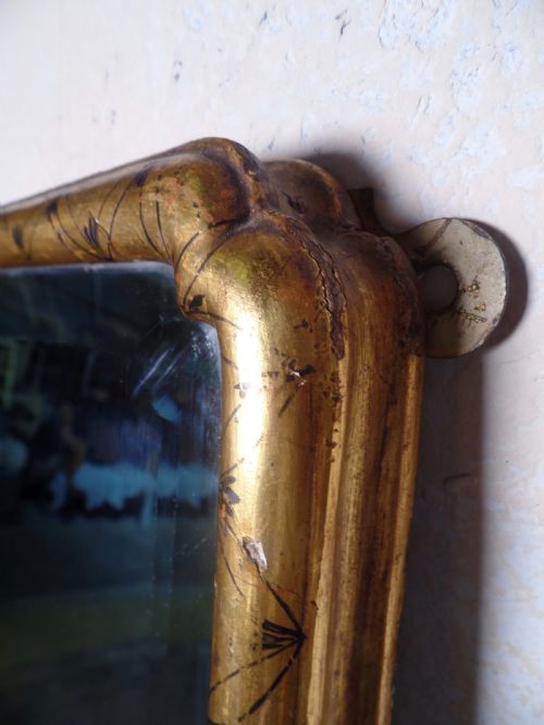ANTIQUE 18TH CENTURY STYLE GILTWOOD OVERMANTEL FLOOR MIRROR BEVELED EDGE - ADDITIONAL PHOTO 8