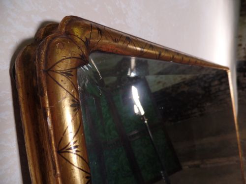 ANTIQUE 18TH CENTURY STYLE GILTWOOD OVERMANTEL FLOOR MIRROR BEVELED EDGE - ADDITIONAL PHOTO 9