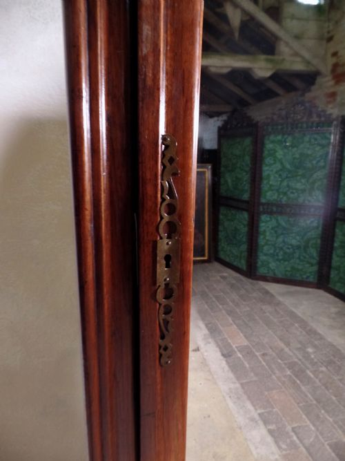 ANTIQUE FRENCH WALNUT ARMOIRE WARDROBE MIRROR FRONTED WITH SHELVES - ADDITIONAL PHOTO 1