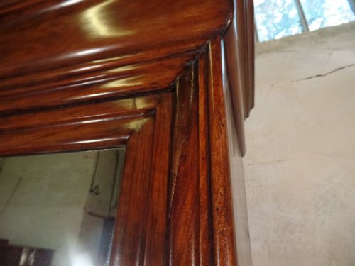 ANTIQUE FRENCH WALNUT ARMOIRE WARDROBE MIRROR FRONTED WITH SHELVES - ADDITIONAL PHOTO 3