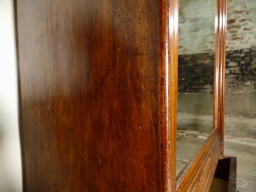 ANTIQUE FRENCH WALNUT ARMOIRE WARDROBE MIRROR FRONTED WITH SHELVES - ADDITIONAL PHOTO 9