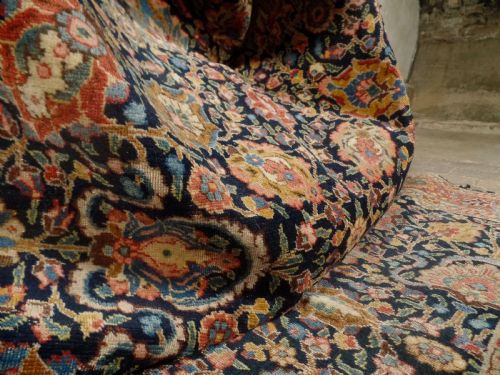 AN ANTIQUE LARGE PERSIAN TABRIZ RUG HANDMADE PEACH - ADDITIONAL PHOTO 2