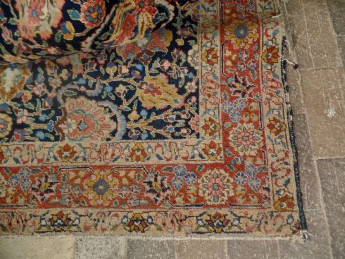 AN ANTIQUE LARGE PERSIAN TABRIZ RUG HANDMADE PEACH - ADDITIONAL PHOTO 4