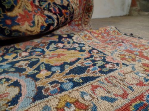 AN ANTIQUE LARGE PERSIAN TABRIZ RUG HANDMADE PEACH - ADDITIONAL PHOTO 6