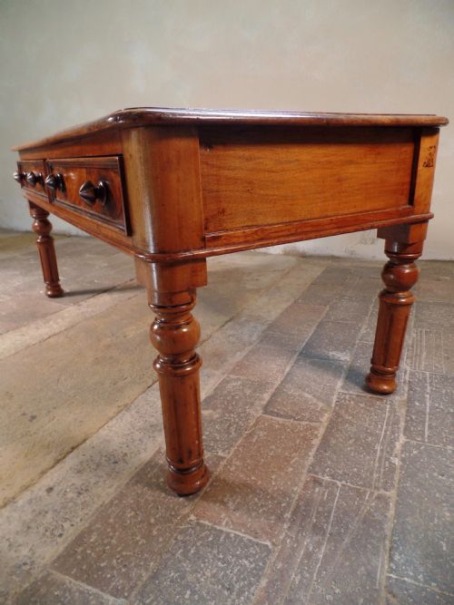 ANTIQUE WALNUT VENEERED SMALL COFFEE TABLE WITH DRAWERS - ADDITIONAL PHOTO 1