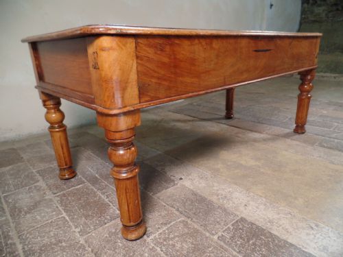 ANTIQUE WALNUT VENEERED SMALL COFFEE TABLE WITH DRAWERS - ADDITIONAL PHOTO 7
