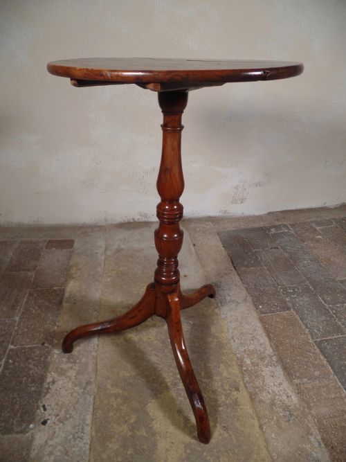 ANTIQUE GEORGIAN SOLID YEW WOOD LAMP WINE TILT TOP TABLE TRIPOD LEGS SMALL - ADDITIONAL PHOTO 8