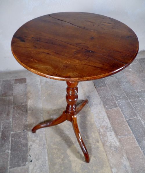 ANTIQUE GEORGIAN SOLID YEW WOOD LAMP WINE TILT TOP TABLE TRIPOD LEGS SMALL - ADDITIONAL PHOTO 10