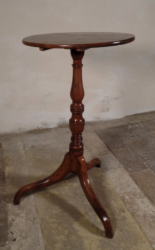 ANTIQUE GEORGIAN SOLID YEW WOOD LAMP WINE TILT TOP TABLE TRIPOD LEGS SMALL - ADDITIONAL PHOTO 11