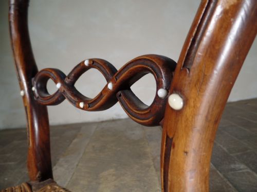 ANTIQUE MINIATURE BALLOON BACK CHILDS CHAIR RUSH SEAT - ADDITIONAL PHOTO 2