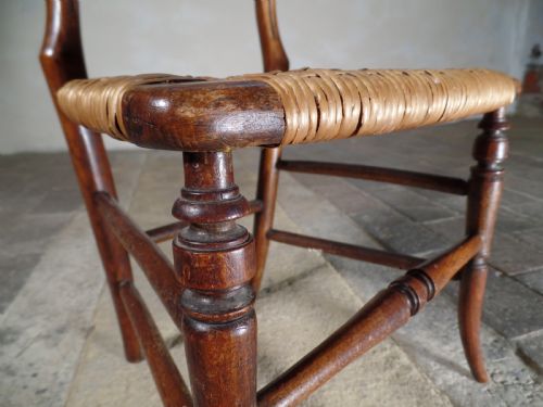 ANTIQUE MINIATURE BALLOON BACK CHILDS CHAIR RUSH SEAT - ADDITIONAL PHOTO 3