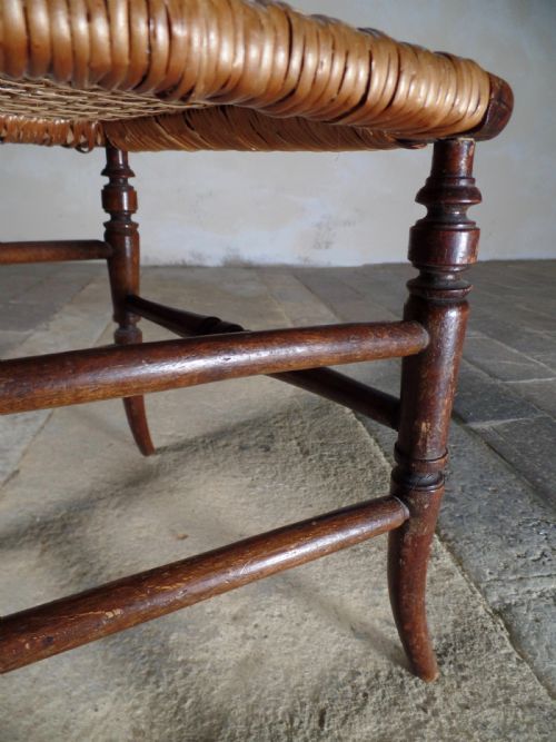 ANTIQUE MINIATURE BALLOON BACK CHILDS CHAIR RUSH SEAT - ADDITIONAL PHOTO 4