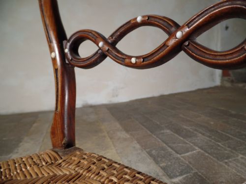 ANTIQUE MINIATURE BALLOON BACK CHILDS CHAIR RUSH SEAT - ADDITIONAL PHOTO 9