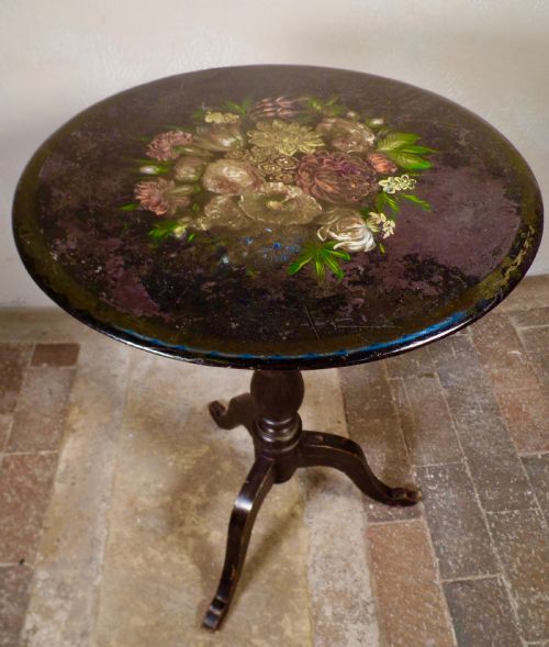 an antique scottish style slate top table wooden tripod legs - CATEGORY: ANTIQUE TABLES - DATED 19TH CENTURY