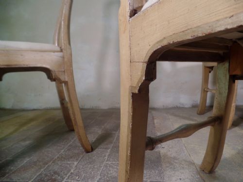 ANTIQUE SET OF FOUR CREAM GREY PAINTED QUEEN ANNE DINING CHAIRS DROPIN SEAT - ADDITIONAL PHOTO 2