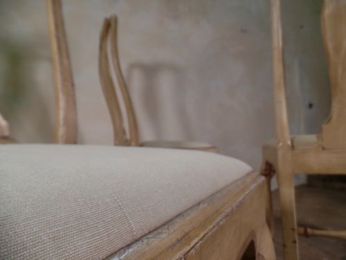 ANTIQUE SET OF FOUR CREAM GREY PAINTED QUEEN ANNE DINING CHAIRS DROPIN SEAT - ADDITIONAL PHOTO 3